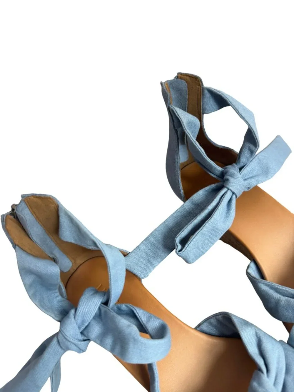 Ugg Yarrow Blue Canvas Espadrille Wedge Tie-Up Sandals Wedges Size 9 Women's - Picture 5 of 14